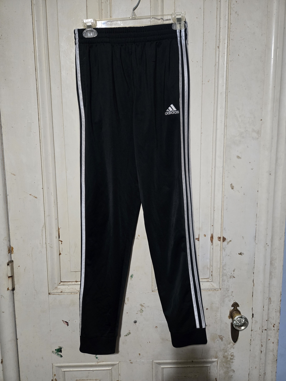 Adidas Black Joggers with White Side Stripes - Kids